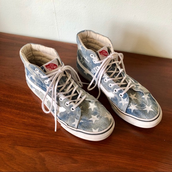 converse washed denim high tops